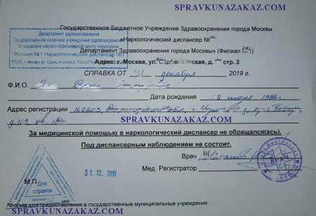 Купить справку ПНД и НД в Москве недорого с доставкой