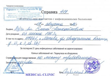 Купить справку о контактах в Москве недорого с доставкой