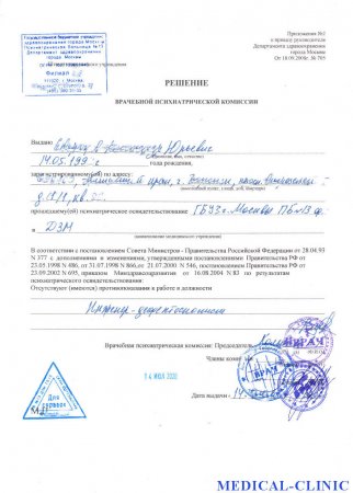 Купить психоневрологическое освидетельствование в Москве с доставкой