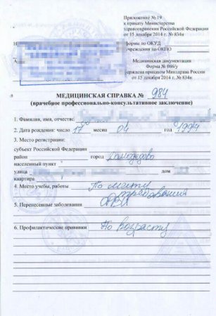 Справку 086 у купить без прохождения врачей в Москве